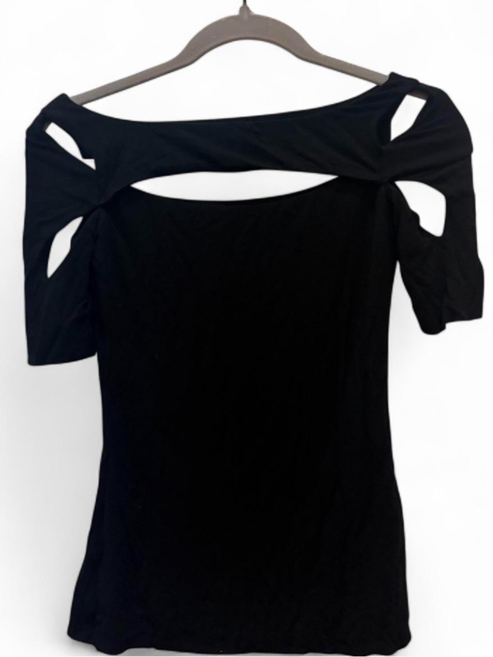 Bailey 44 black geometric cut-out top